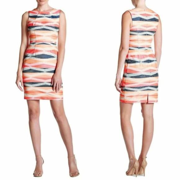 Trina Turk Kurdson Sleeveless Sheath Dress Pink Multicolor Stripe Size 2 - Picture 1 of 13